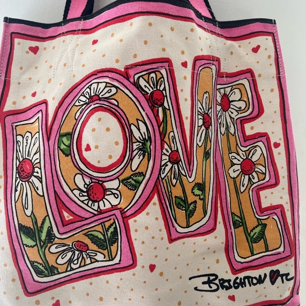 Brighton Pink and Gold Tote Bag with Love Design